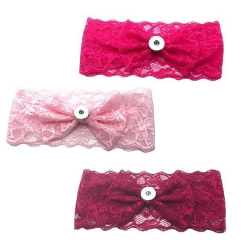 Lace Bow Girl Snap Button 18/20mm Hairband (3)